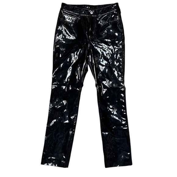 SIMON MILLER Patent Faux Leather Pants 26 Black Goth Dark Romantic Wet Look - Picture 2 of 15